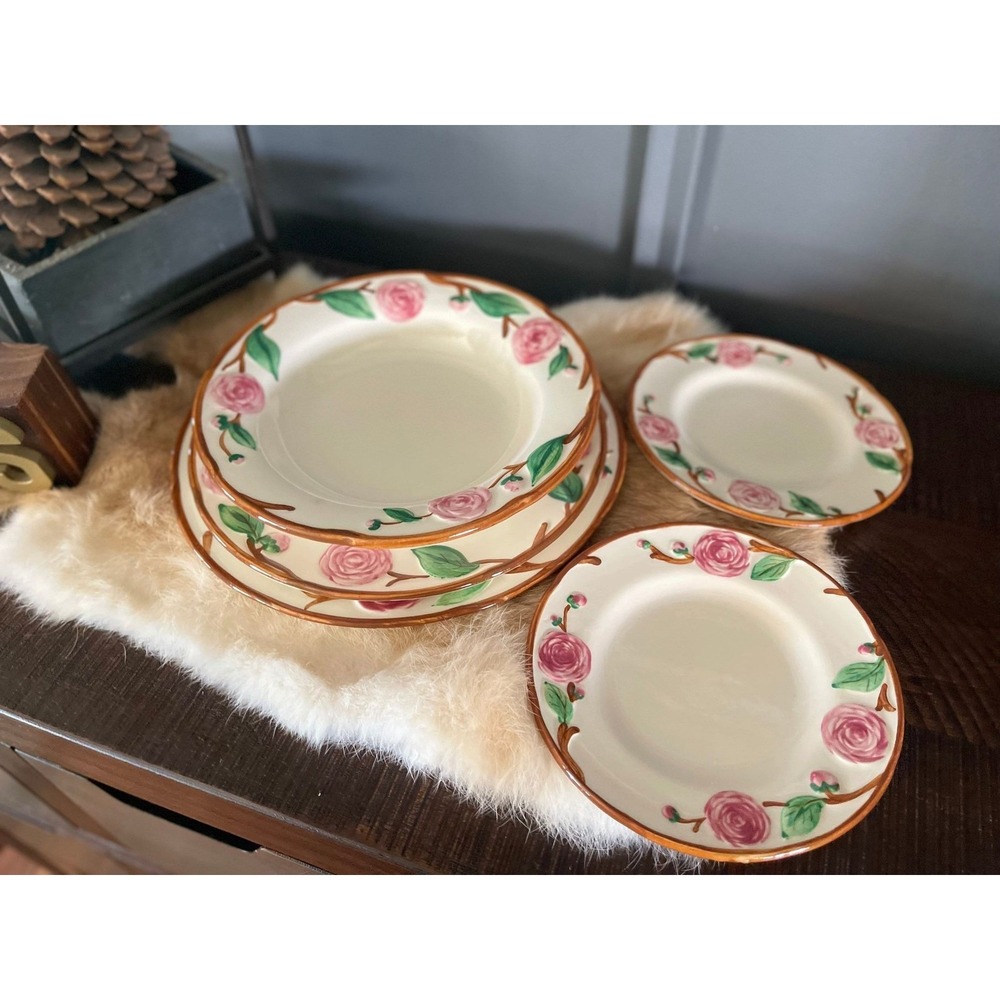 Camellia Metlox Poppytrail Vernon plate‎ bowl rose set